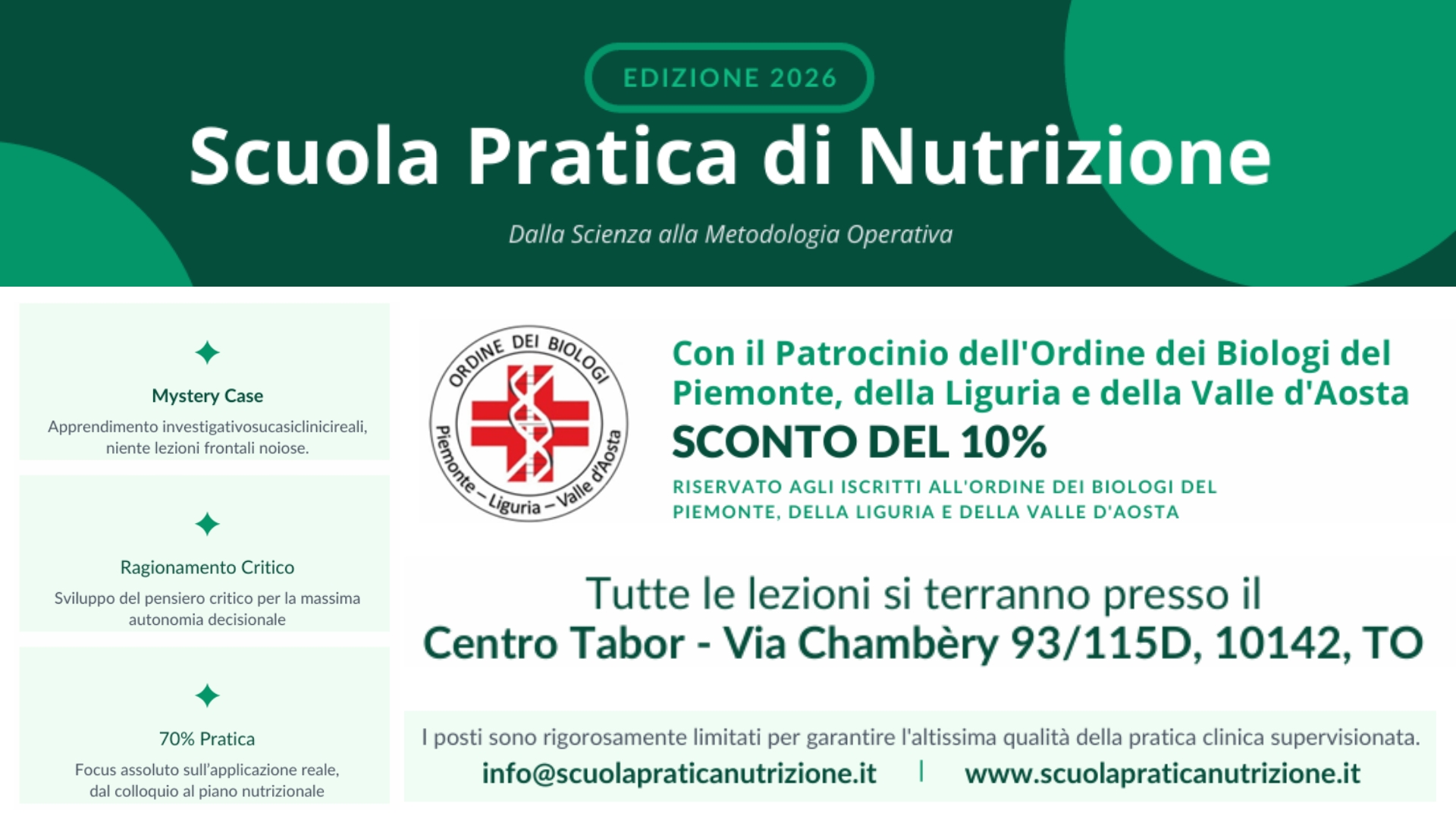 Clicca per accedere all'articolo Scuola Pratica di Nutrizione Ed. 2026 è ora patrocinata dall'Ordine dei Biologi PLV